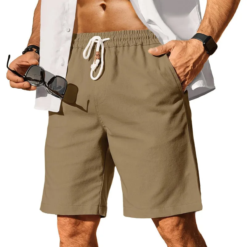 Linen Blend Elastic Shorts