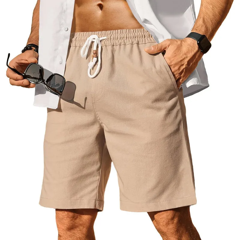 Linen Blend Elastic Shorts