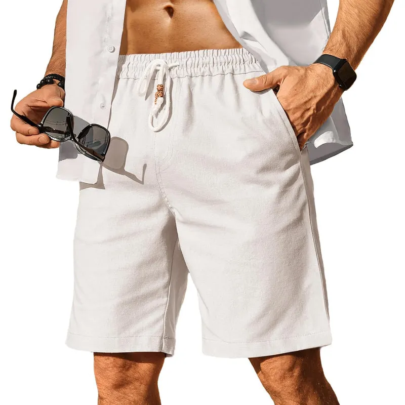 Linen Blend Elastic Shorts