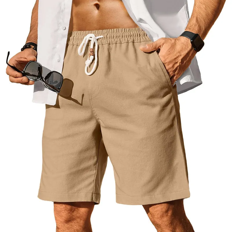 Linen Blend Elastic Shorts