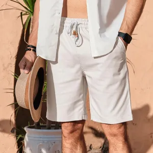 Linen Blend Elastic Shorts