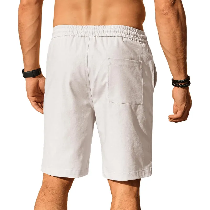 Linen Blend Elastic Shorts