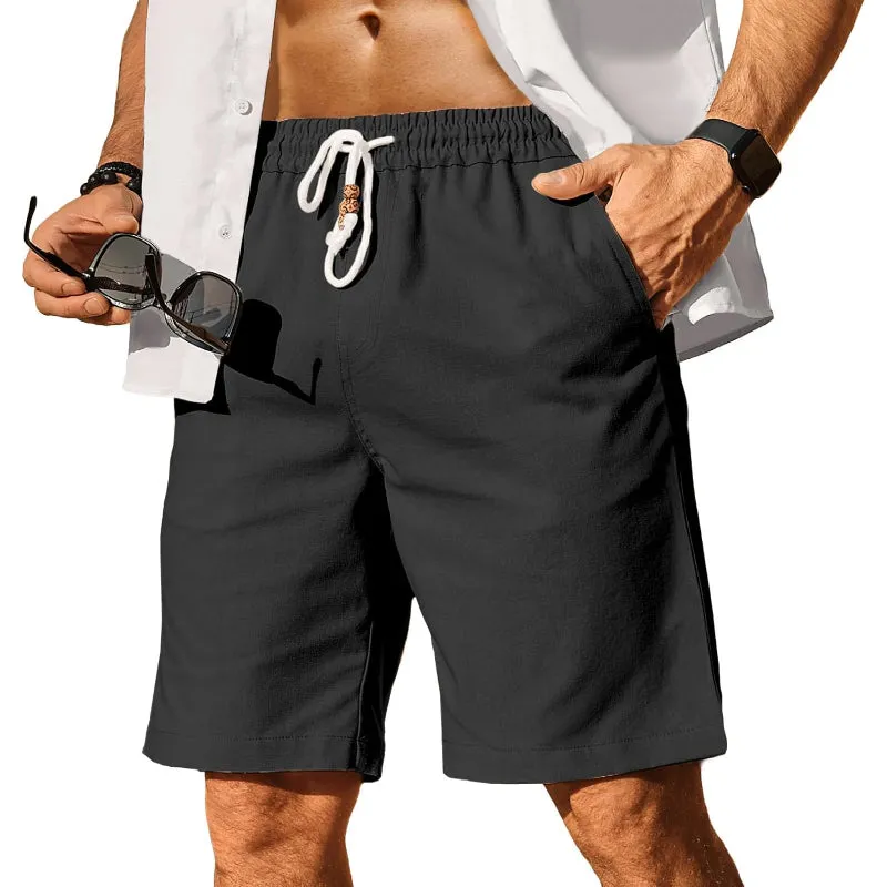 Linen Blend Elastic Shorts