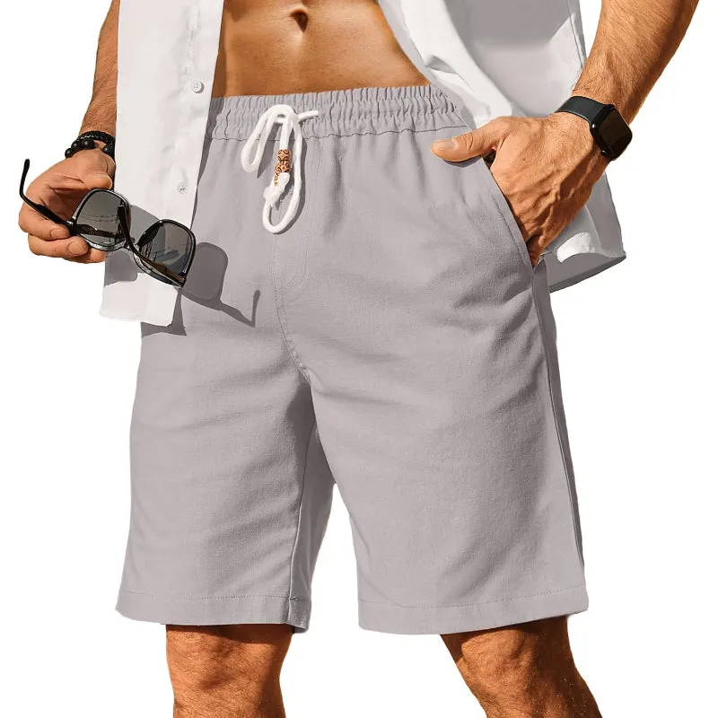 Linen Blend Elastic Shorts