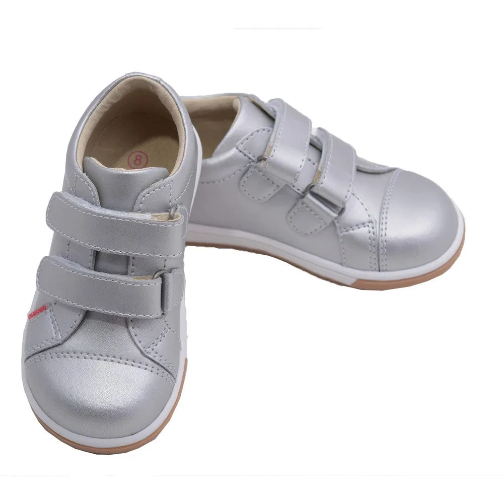 Little Big Kids Girls Silver Double Strap Leather Sneakers 11 Kids