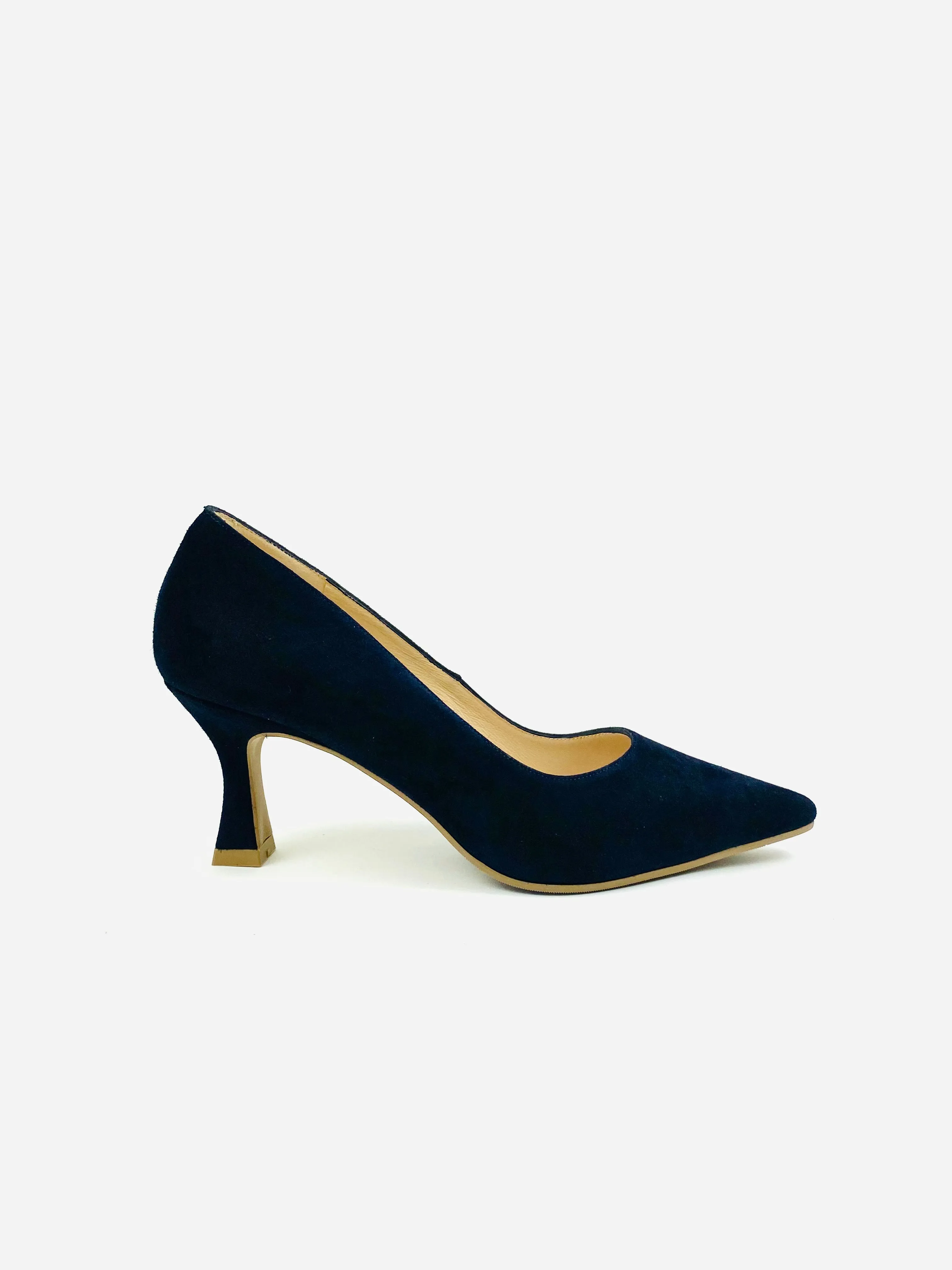 Lodi - Jona Navy Suede Court with a Kitten heel*