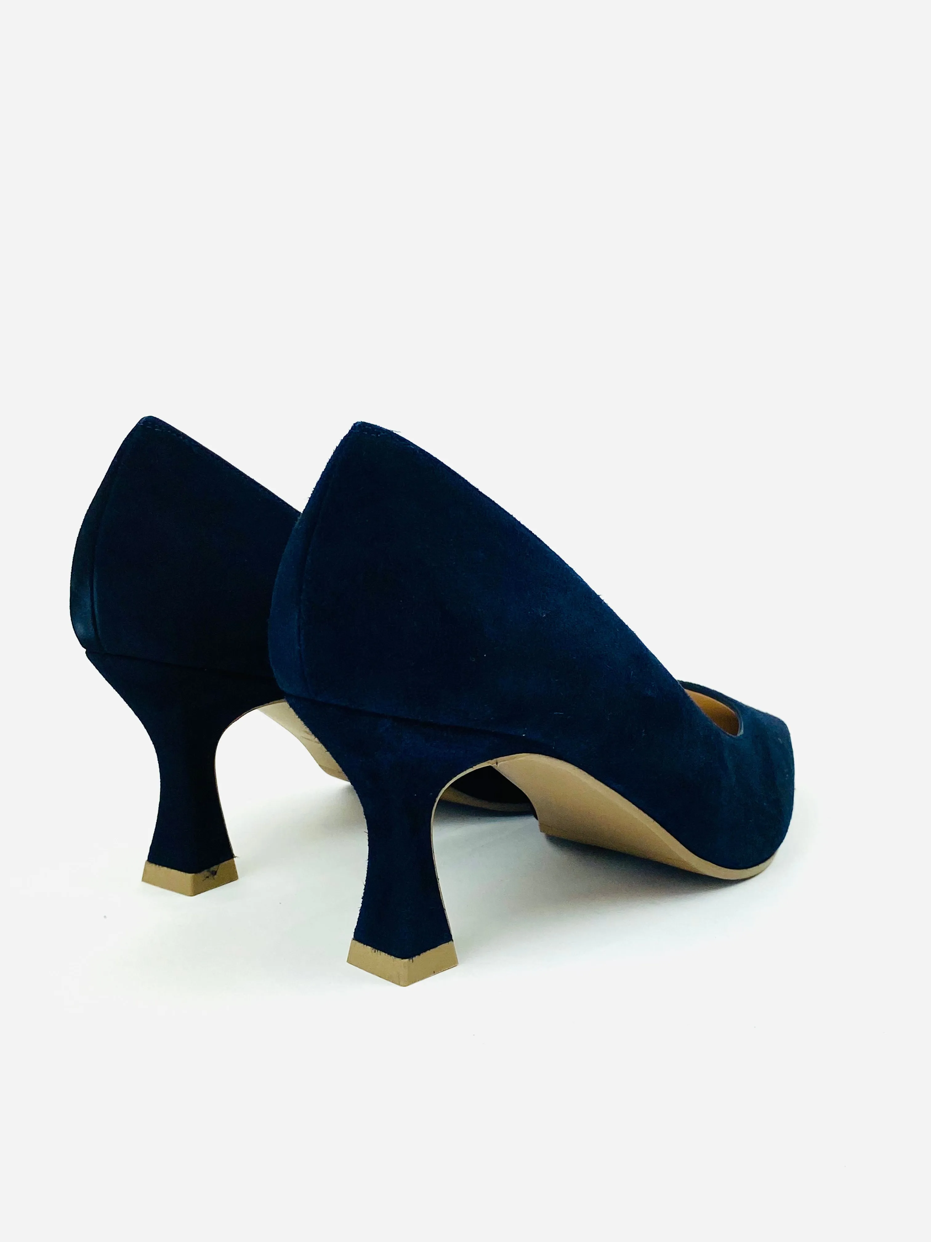 Lodi - Jona Navy Suede Court with a Kitten heel*