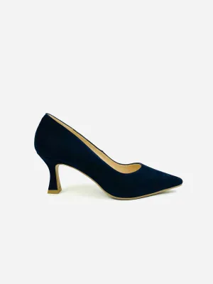 Lodi - Jona Navy Suede Court with a Kitten heel*