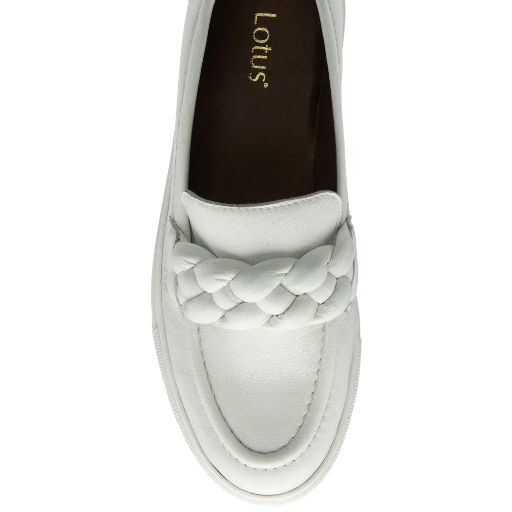 Lotus Bertie White Loafers