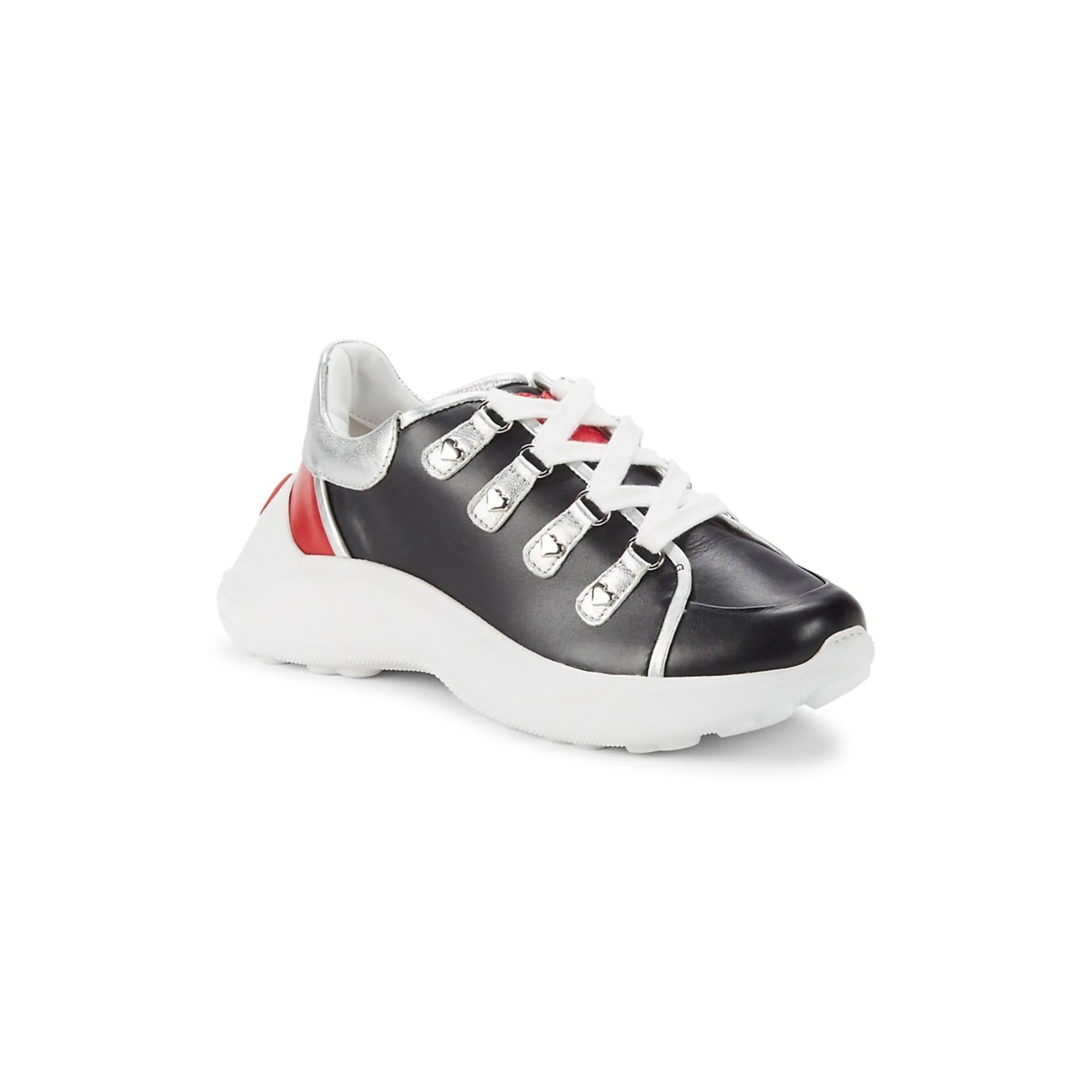 Love Moschino Colorblock Heart Embellishment Leather Sneakers