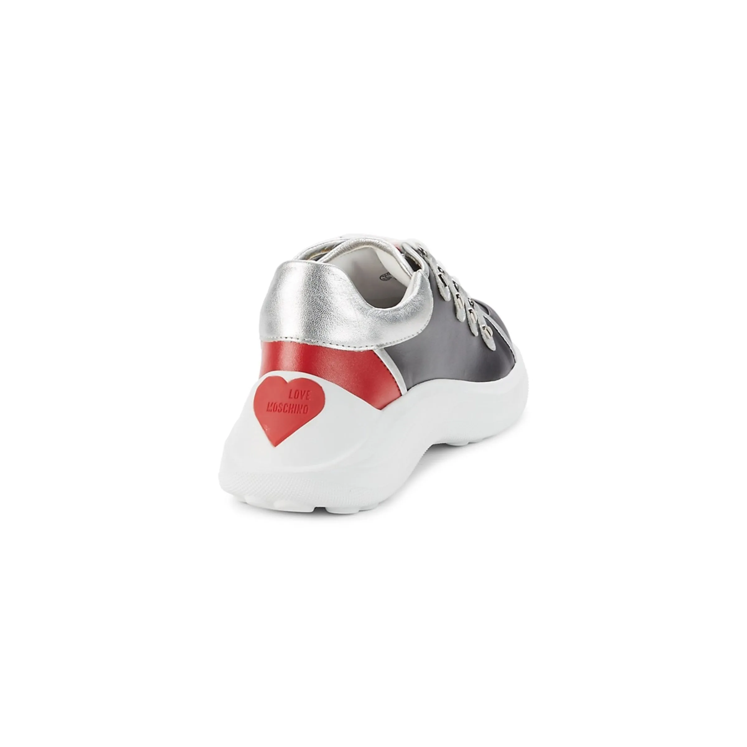 Love Moschino Colorblock Heart Embellishment Leather Sneakers