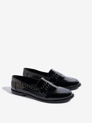 LUNA BLU Black Stud-Detailed Loafers