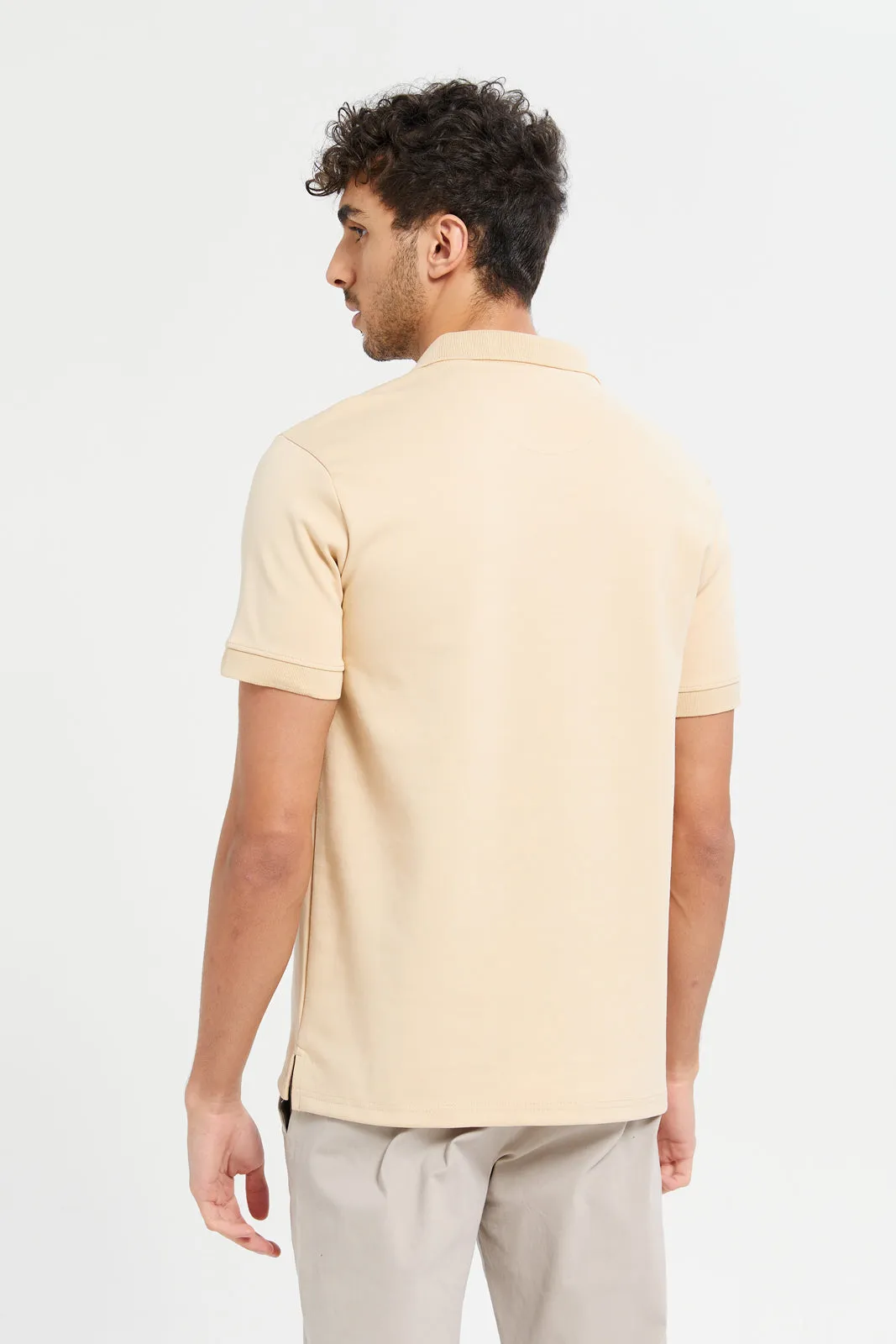 Men Beige Polo Shirt