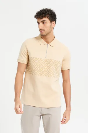 Men Beige Polo Shirt