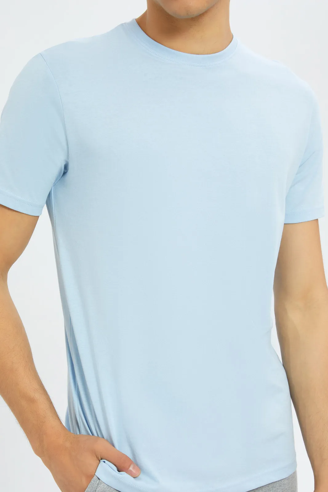 Men Blue Crew Neck T-Shirt