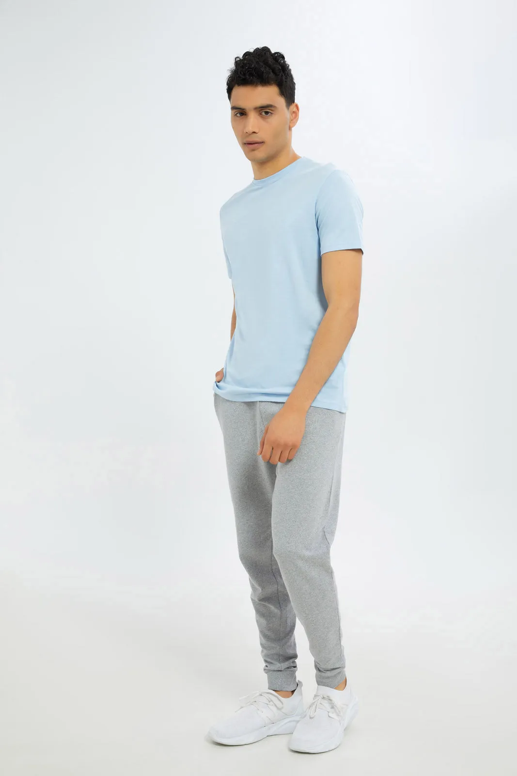 Men Blue Crew Neck T-Shirt