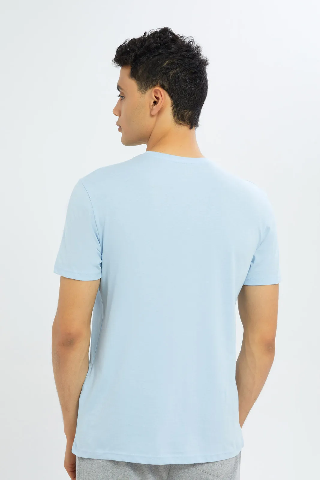 Men Blue Crew Neck T-Shirt