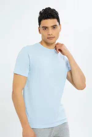 Men Blue Crew Neck T-Shirt
