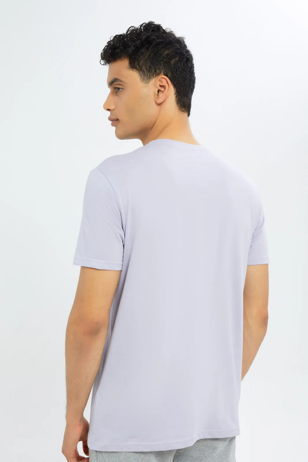 Men Purple Crew Neck T-Shirt