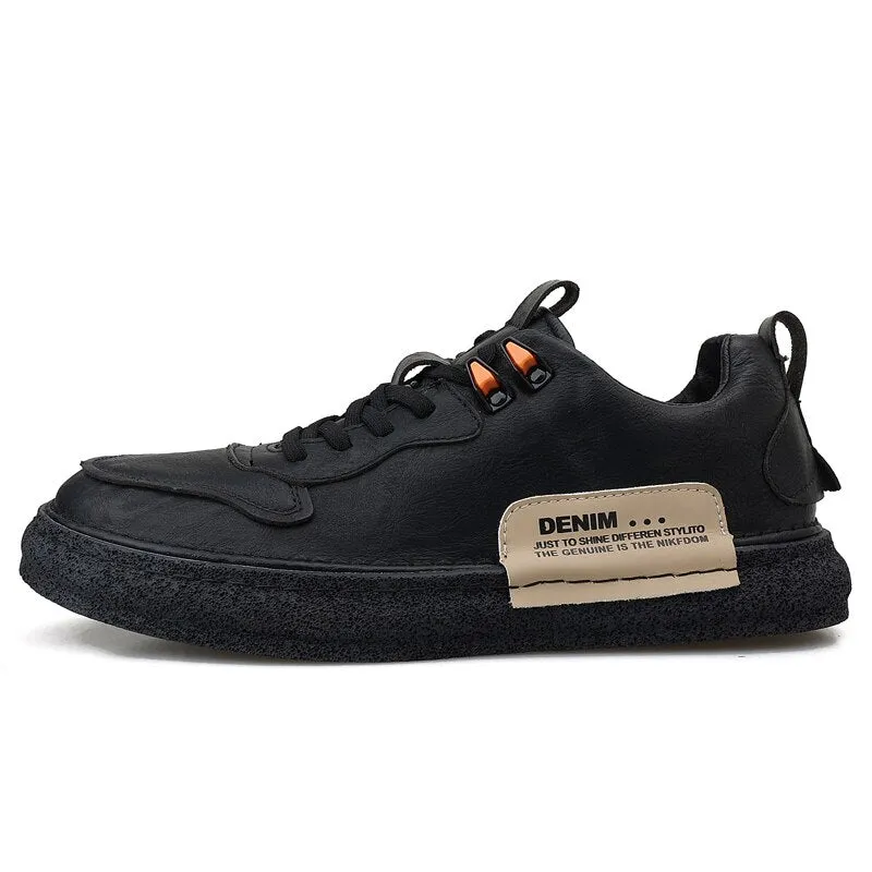 Men Shoes Fashion Microfiber Leather Men Sneakers Comfortable Lace-up Solid Color Casual Shoes Male Outdoor Flats Skate Shoes