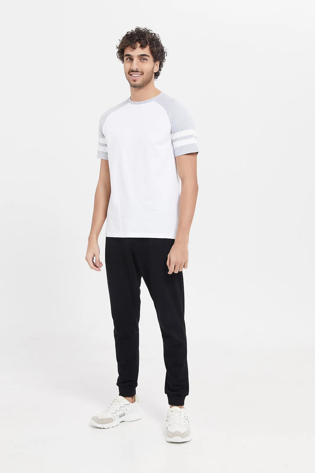 Men White And Grey Sleeve Reglan T-Shirt