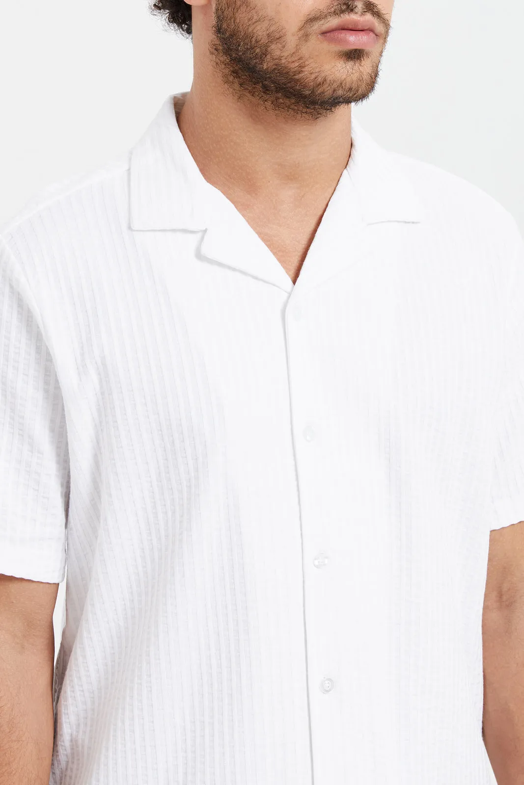 Men White Plain Shirt
