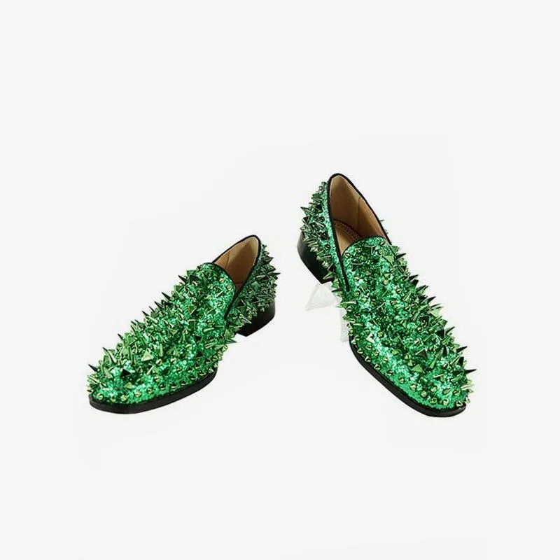 Mens Spike Loafers shoes Glitter