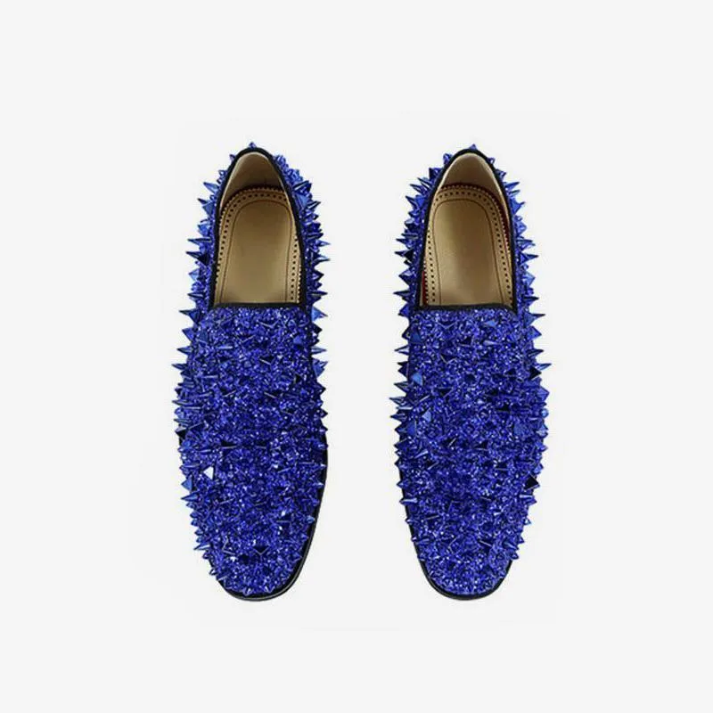 Mens Spike Loafers shoes Glitter