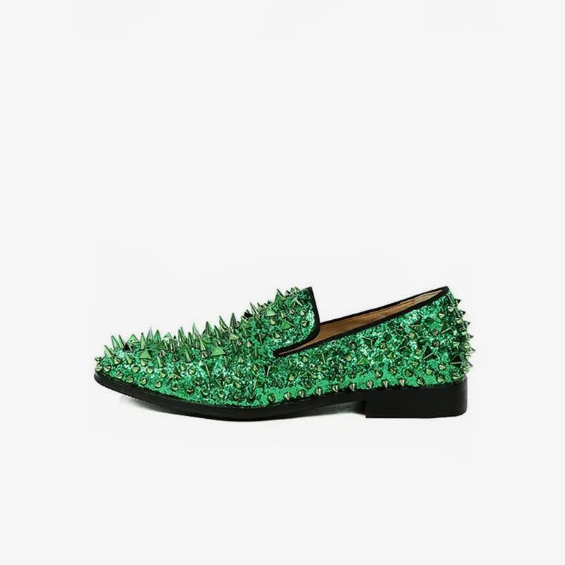 Mens Spike Loafers shoes Glitter