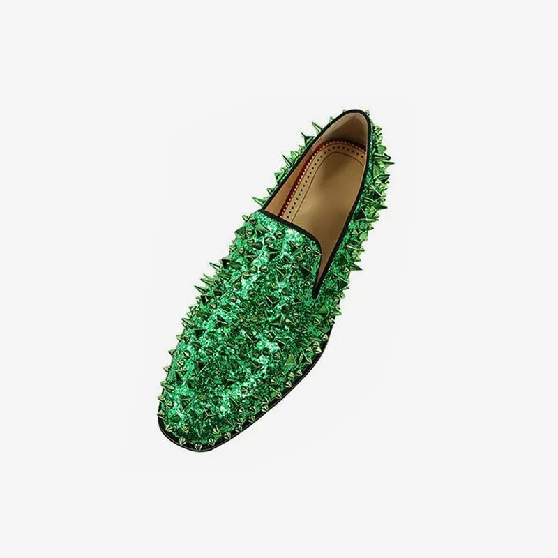 Mens Spike Loafers shoes Glitter