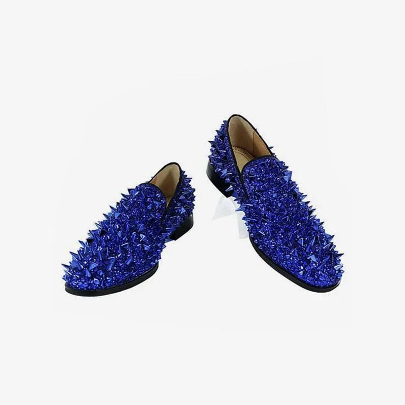 Mens Spike Loafers shoes Glitter