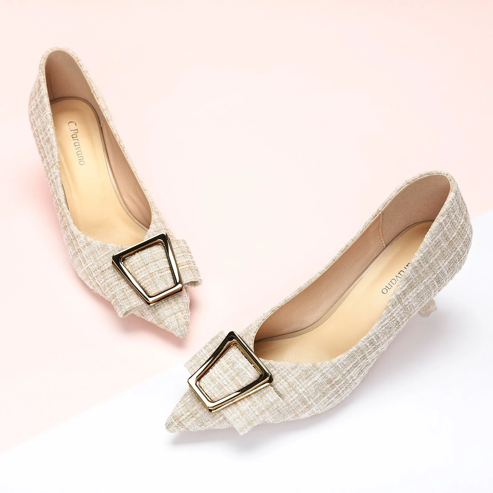 Metal Tie Kitten Heel Pumps (Olivia)