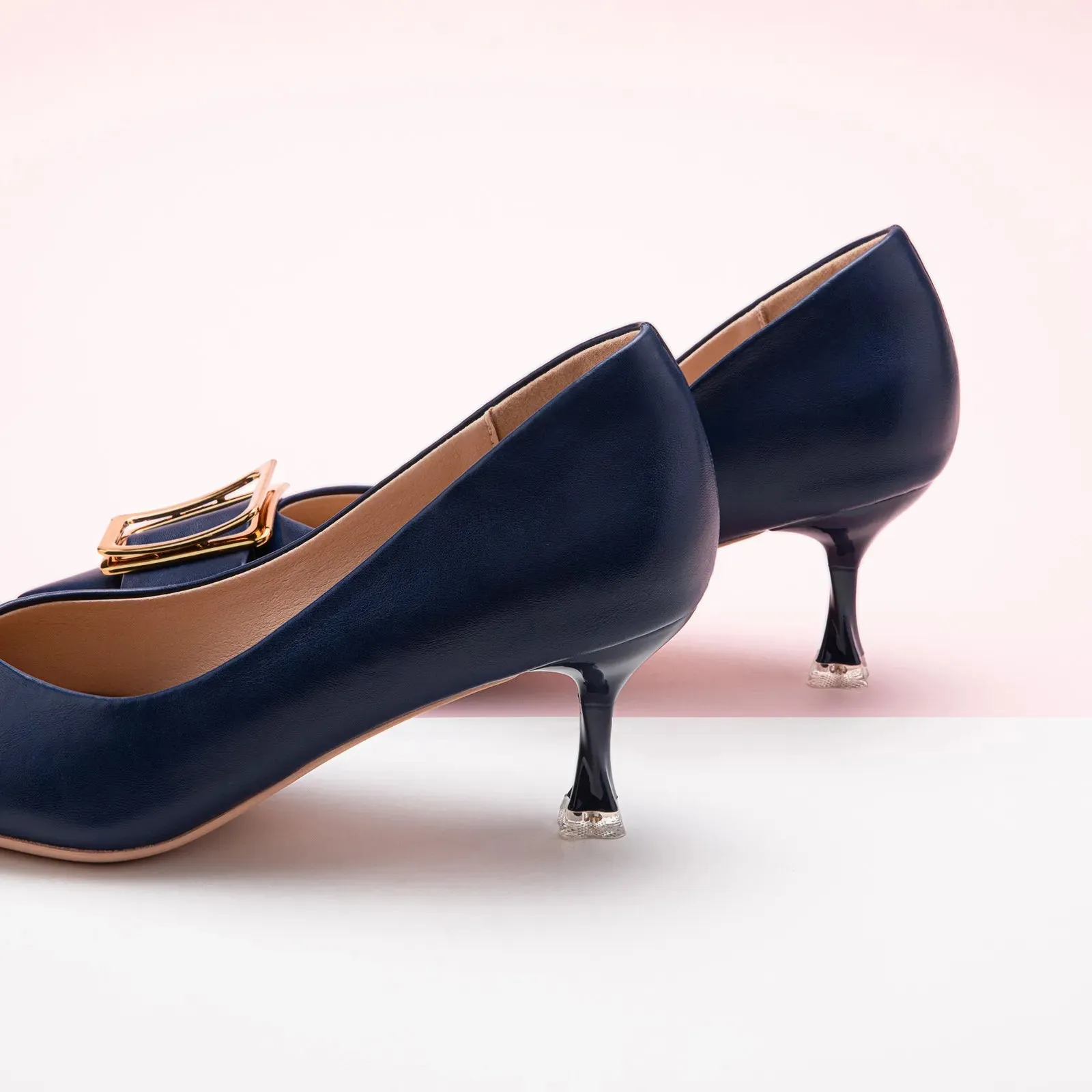 Metal Tie Kitten Heel Pumps (Olivia)