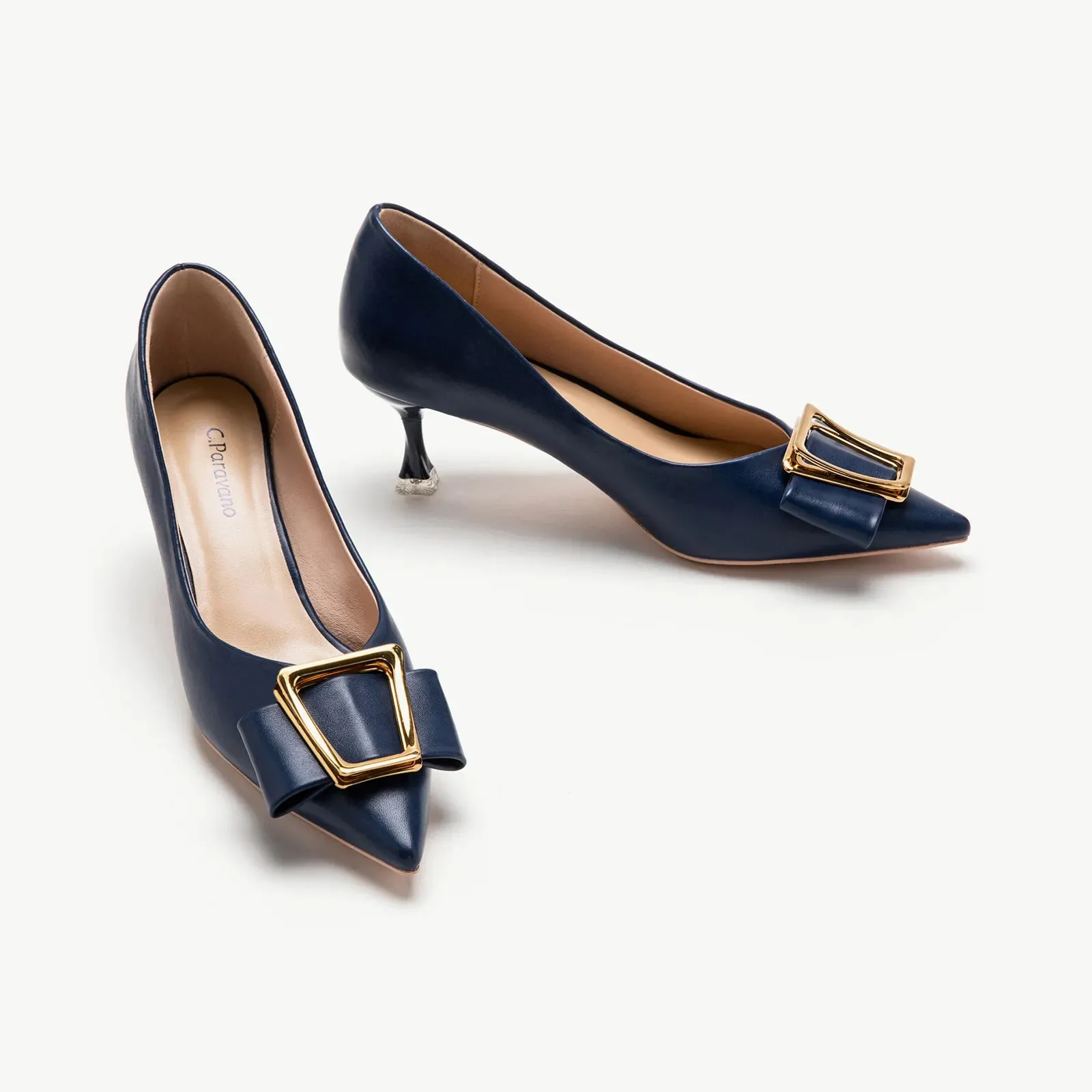 Metal Tie Kitten Heel Pumps (Olivia)
