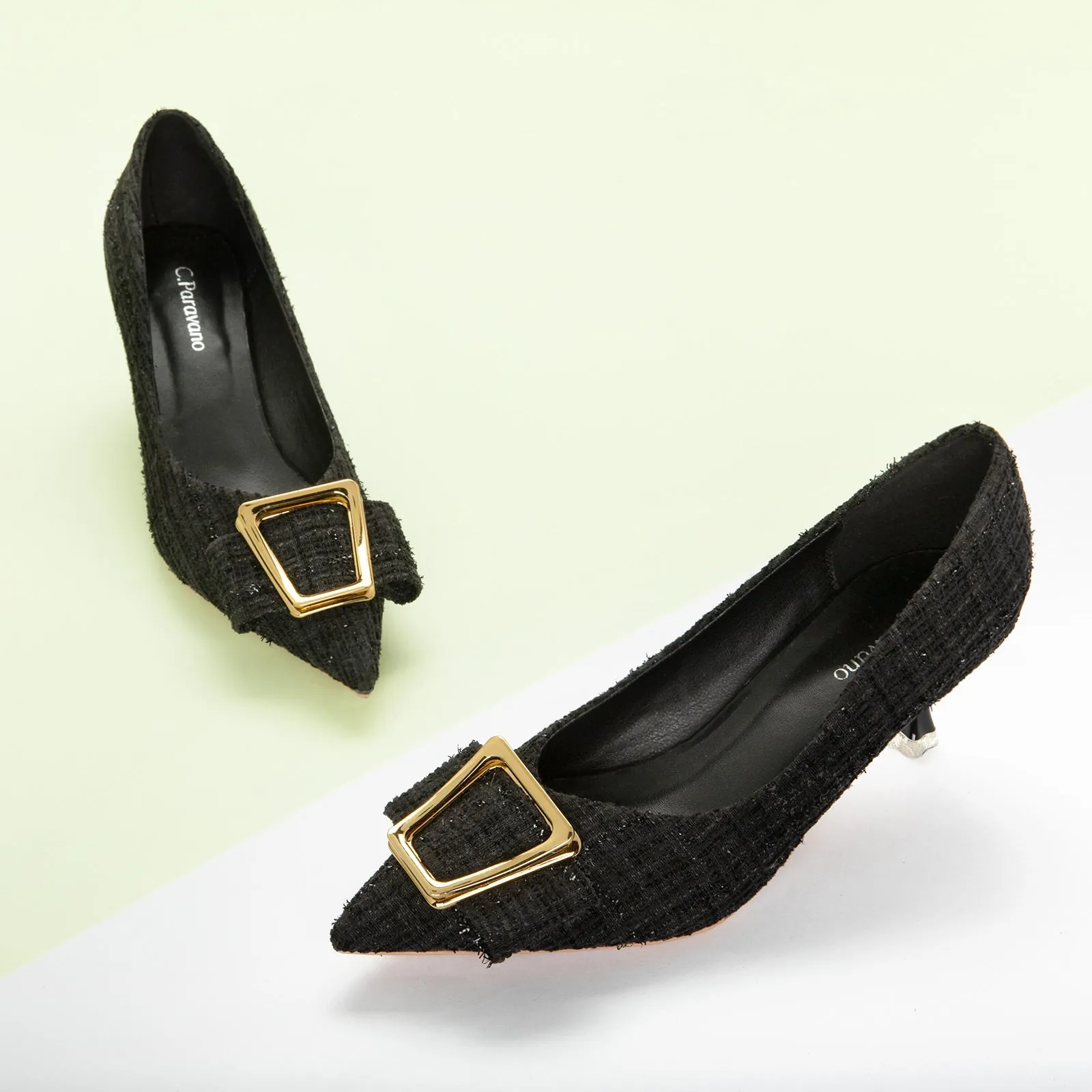 Metal Tie Kitten Heel Pumps (Olivia)