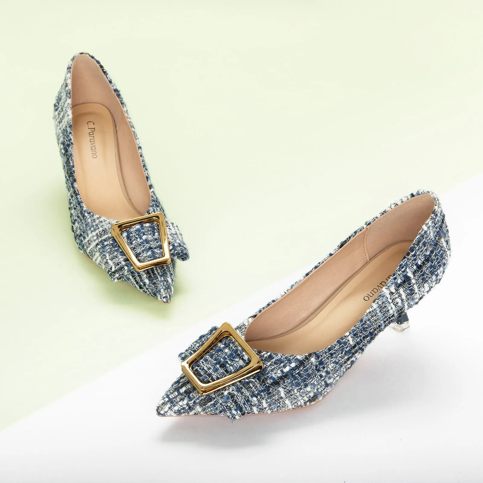 Metal Tie Kitten Heel Pumps (Olivia)