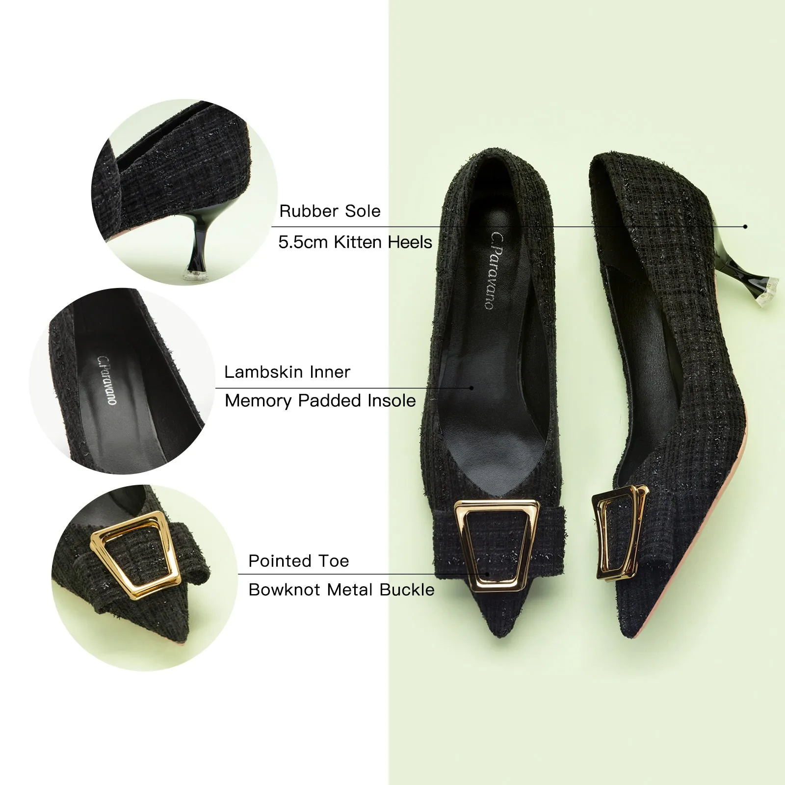 Metal Tie Kitten Heel Pumps (Olivia)
