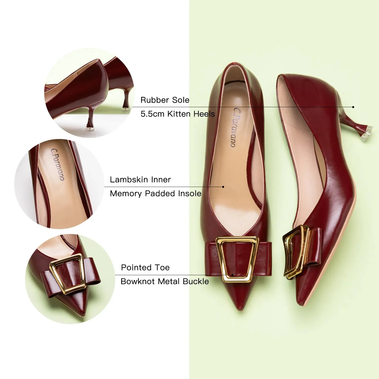 Metal Tie Kitten Heel Pumps (Olivia)