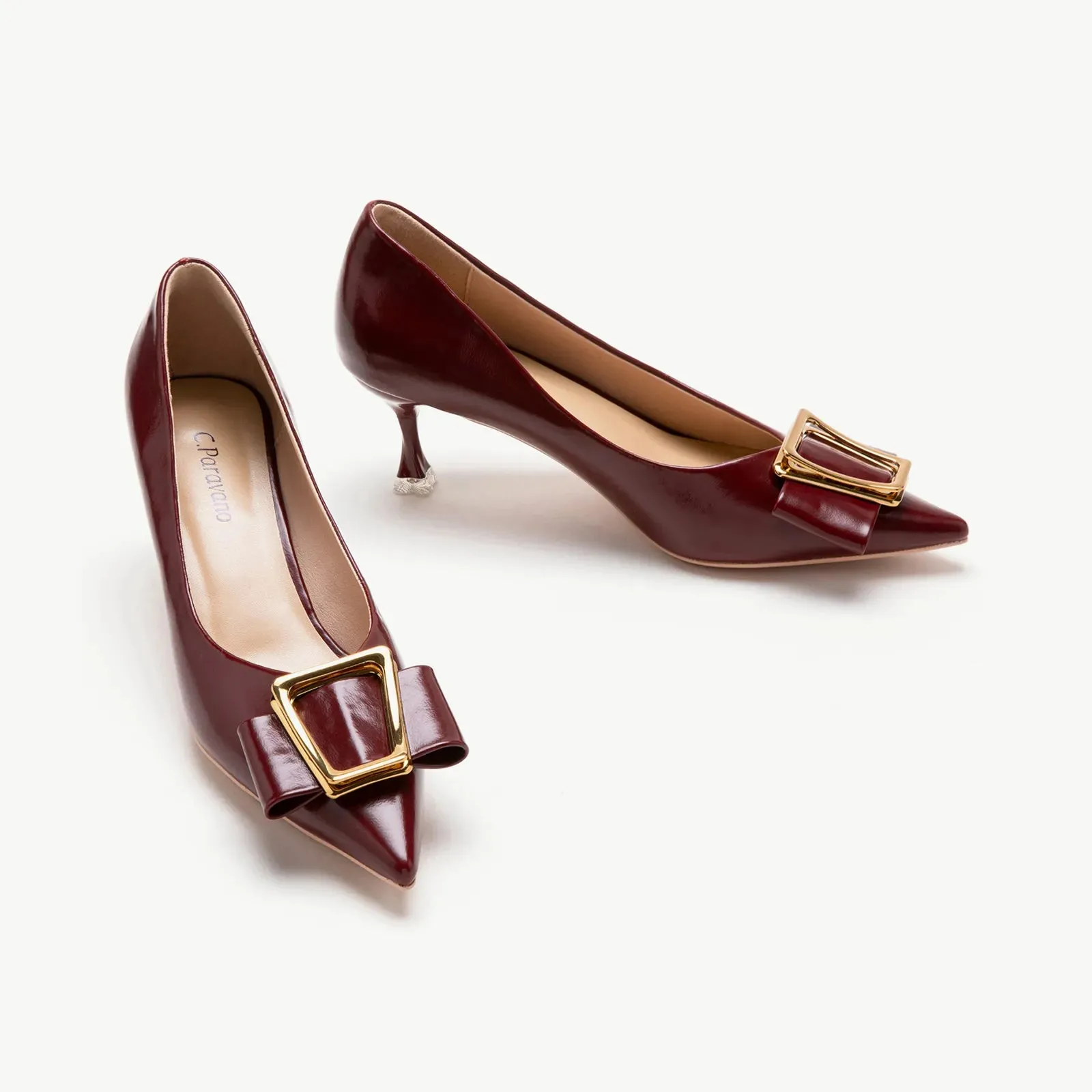 Metal Tie Kitten Heel Pumps (Olivia)