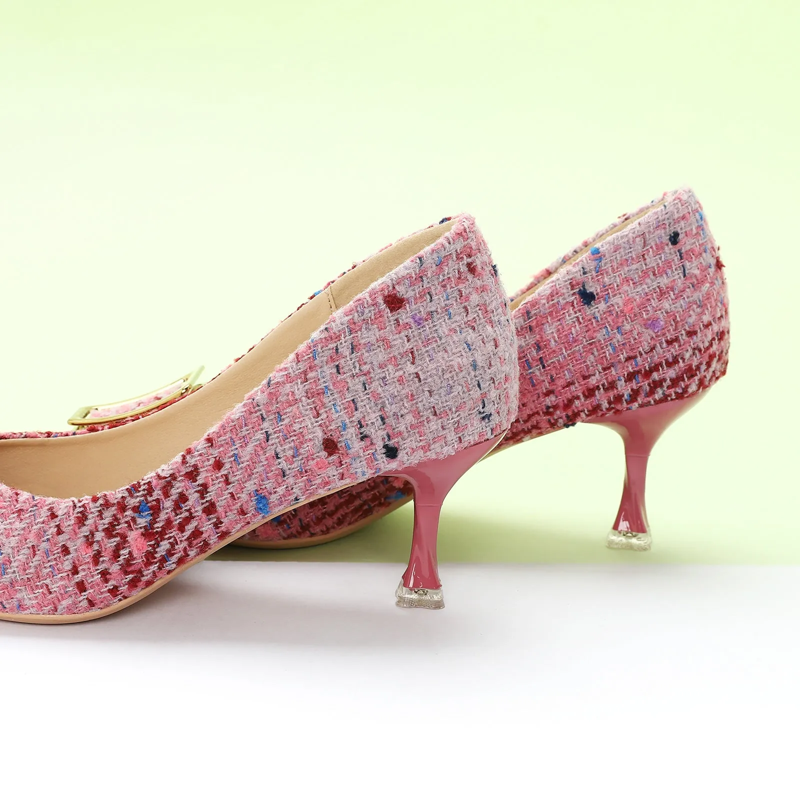 Metal Tie Kitten Heel Pumps (Olivia)
