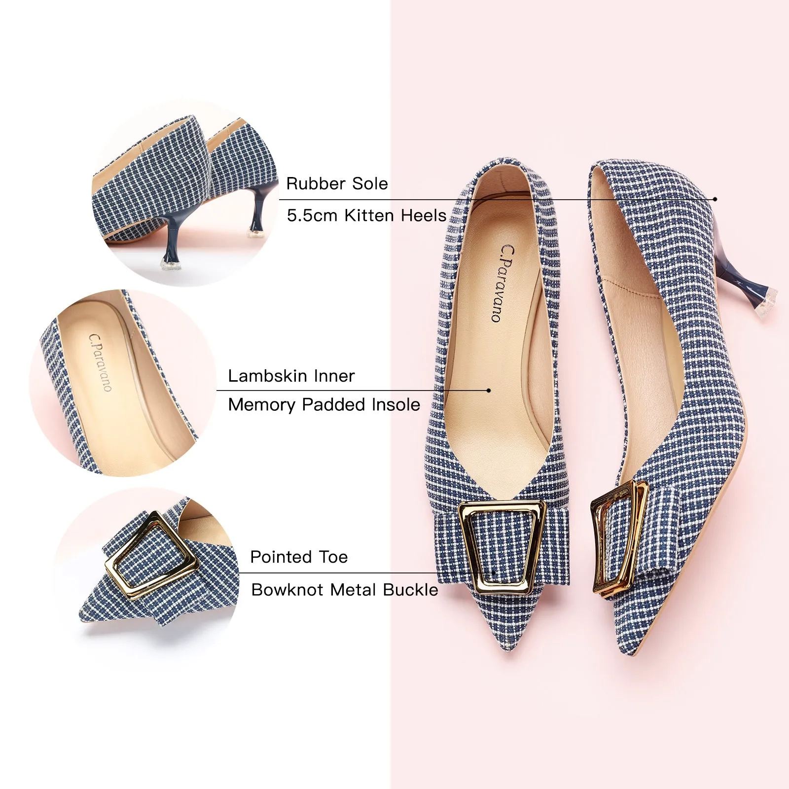 Metal Tie Kitten Heel Pumps (Olivia)