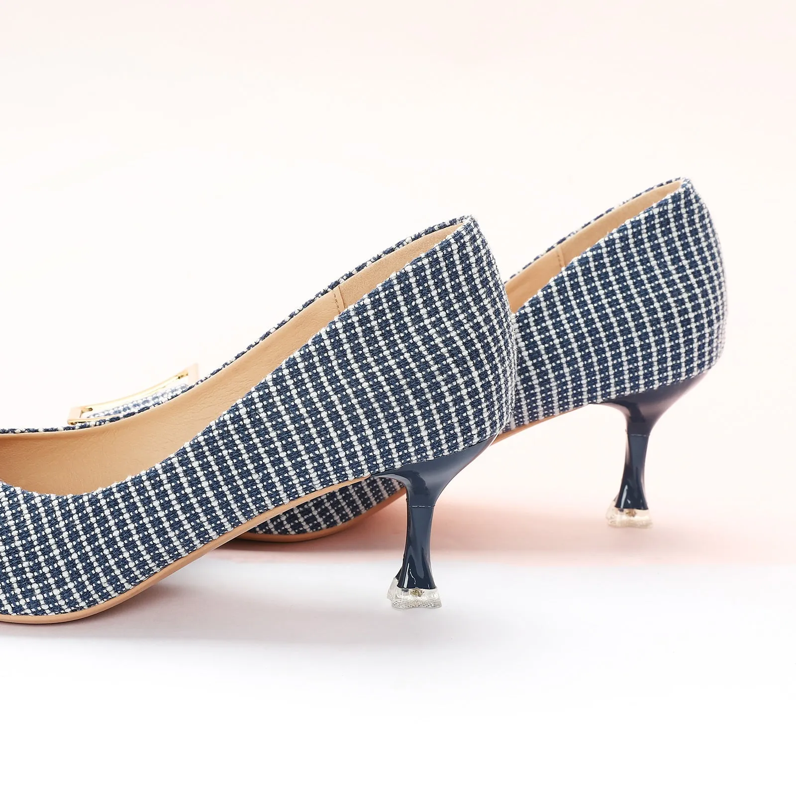 Metal Tie Kitten Heel Pumps (Olivia)