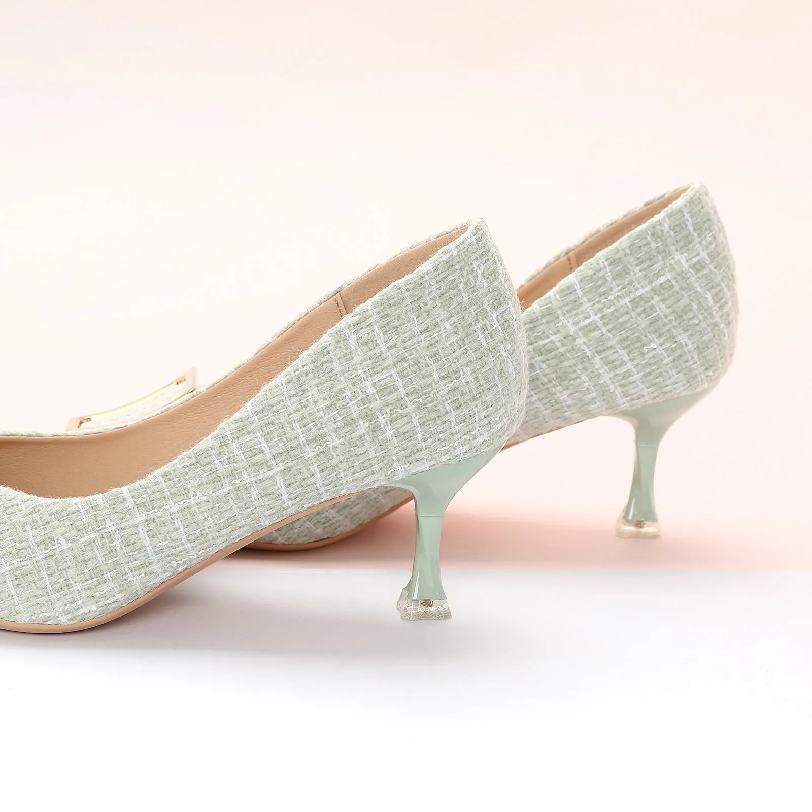 Metal Tie Kitten Heel Pumps (Olivia)