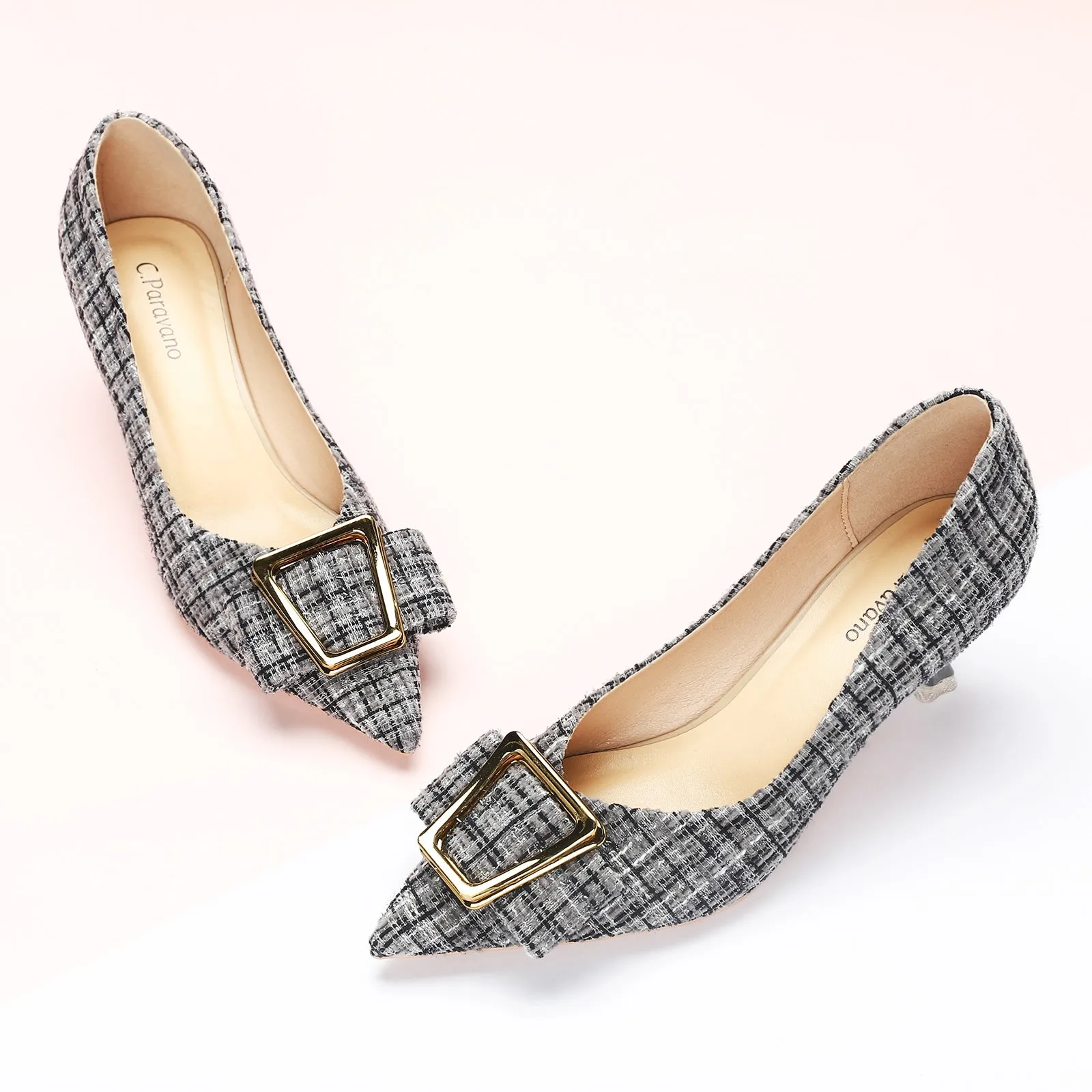 Metal Tie Kitten Heel Pumps (Olivia)