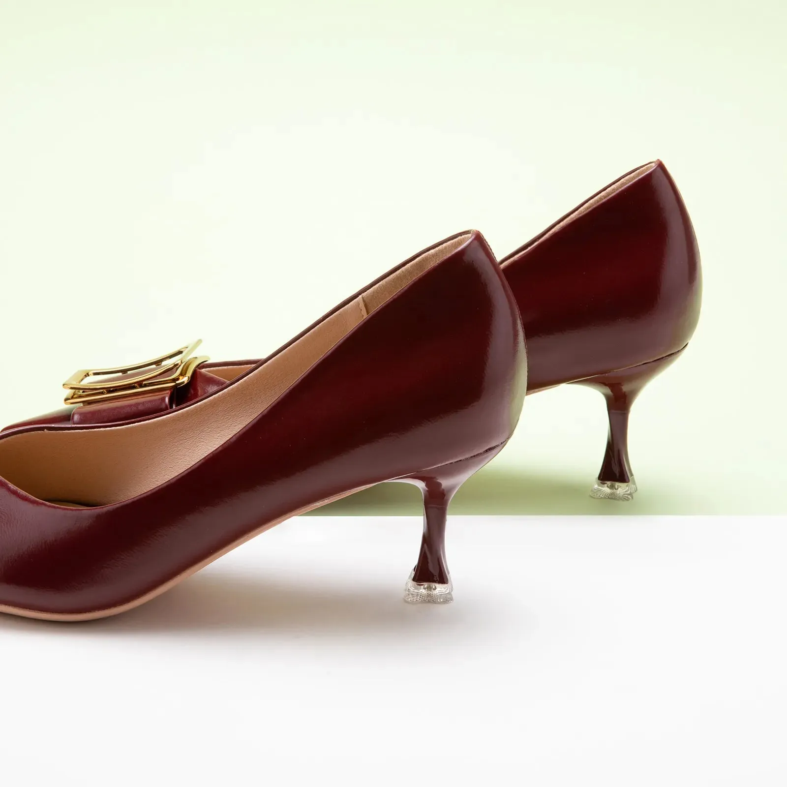 Metal Tie Kitten Heel Pumps (Olivia)