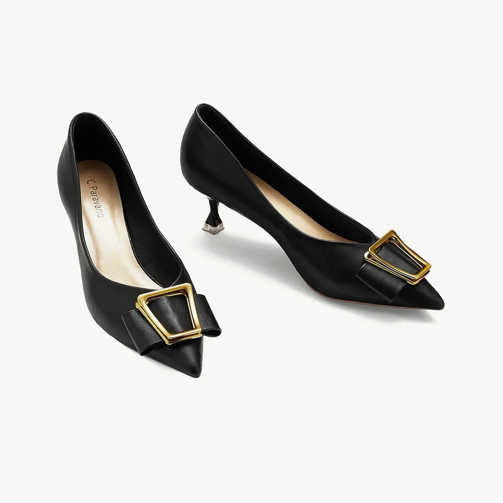 Metal Tie Kitten Heel Pumps (Olivia)