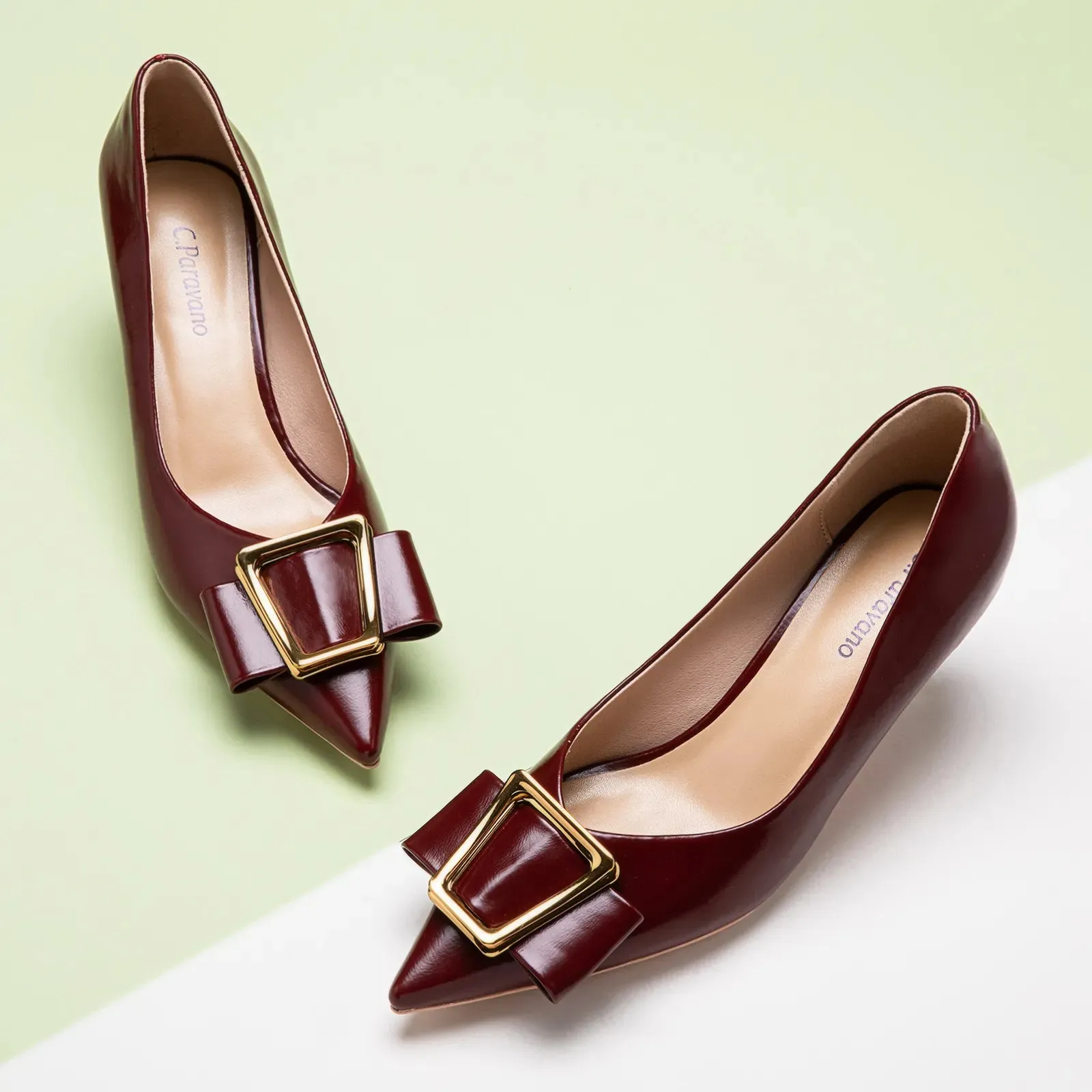 Metal Tie Kitten Heel Pumps (Olivia)