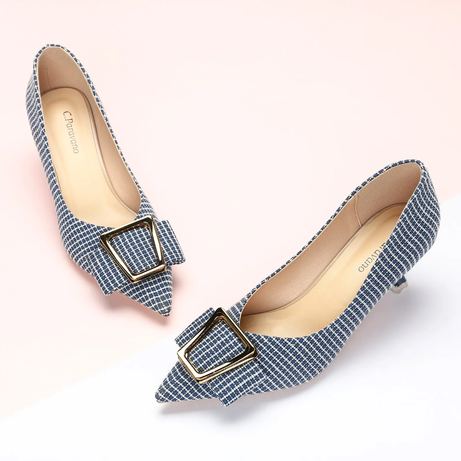 Metal Tie Kitten Heel Pumps (Olivia)