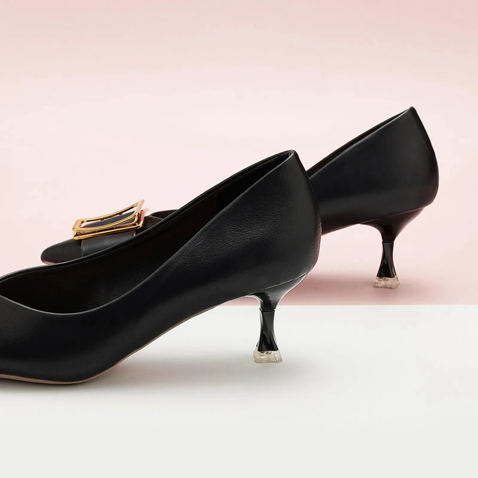 Metal Tie Kitten Heel Pumps (Olivia)