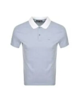 Michael Kors Light Blue Striped Short Sleeve Polo